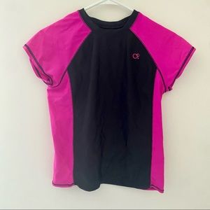 OP Girls XL 12 - 14 Board Rash Guard Swim Shirt Pink Black